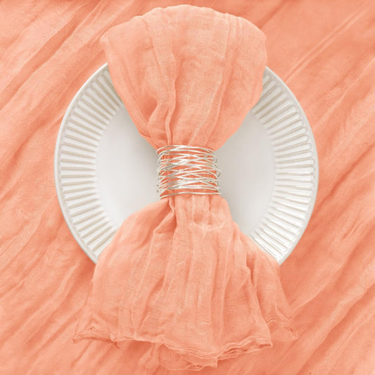 DeZerlor 30 Pack Peach Cheesecloth Napkins Summer Cloth Napkins Set of 30 Dinner Napkins Bulk 21x21 Inches for Wedding Bridal Shower Baby Shower Parties