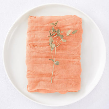 DeZerlor 30 Pack Peach Cheesecloth Napkins Summer Cloth Napkins Set of 30 Dinner Napkins Bulk 21x21 Inches for Wedding Bridal Shower Baby Shower Parties
