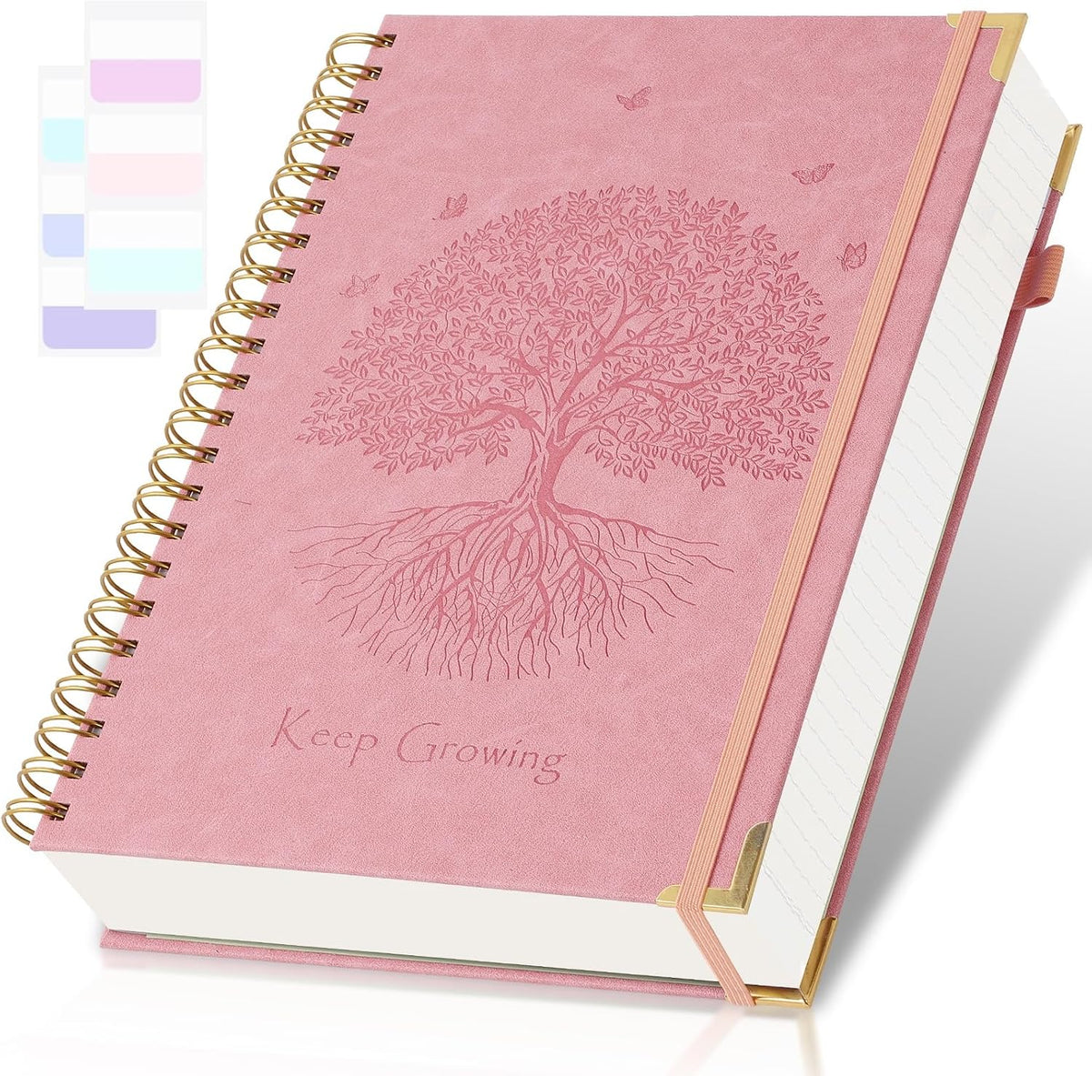 College Ruled Notebook, Hardcover Leather Spiral Notebook Journal, No Bleed