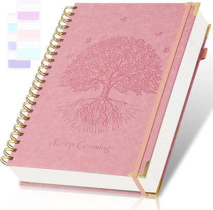 College Ruled Notebook, Hardcover Leather Spiral Notebook Journal, No Bleed