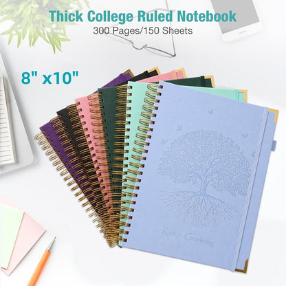 College Ruled Notebook, Hardcover Leather Spiral Notebook Journal, No Bleed