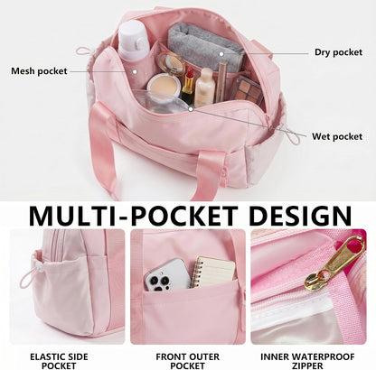 Mini Waterproof Gym Duffel travel Bag for Women(Pink)