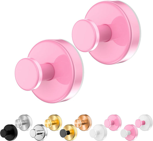 Suction Cup Hooks for Shower,Removable No Drill Towel Hooks,Pink 2 Pcs