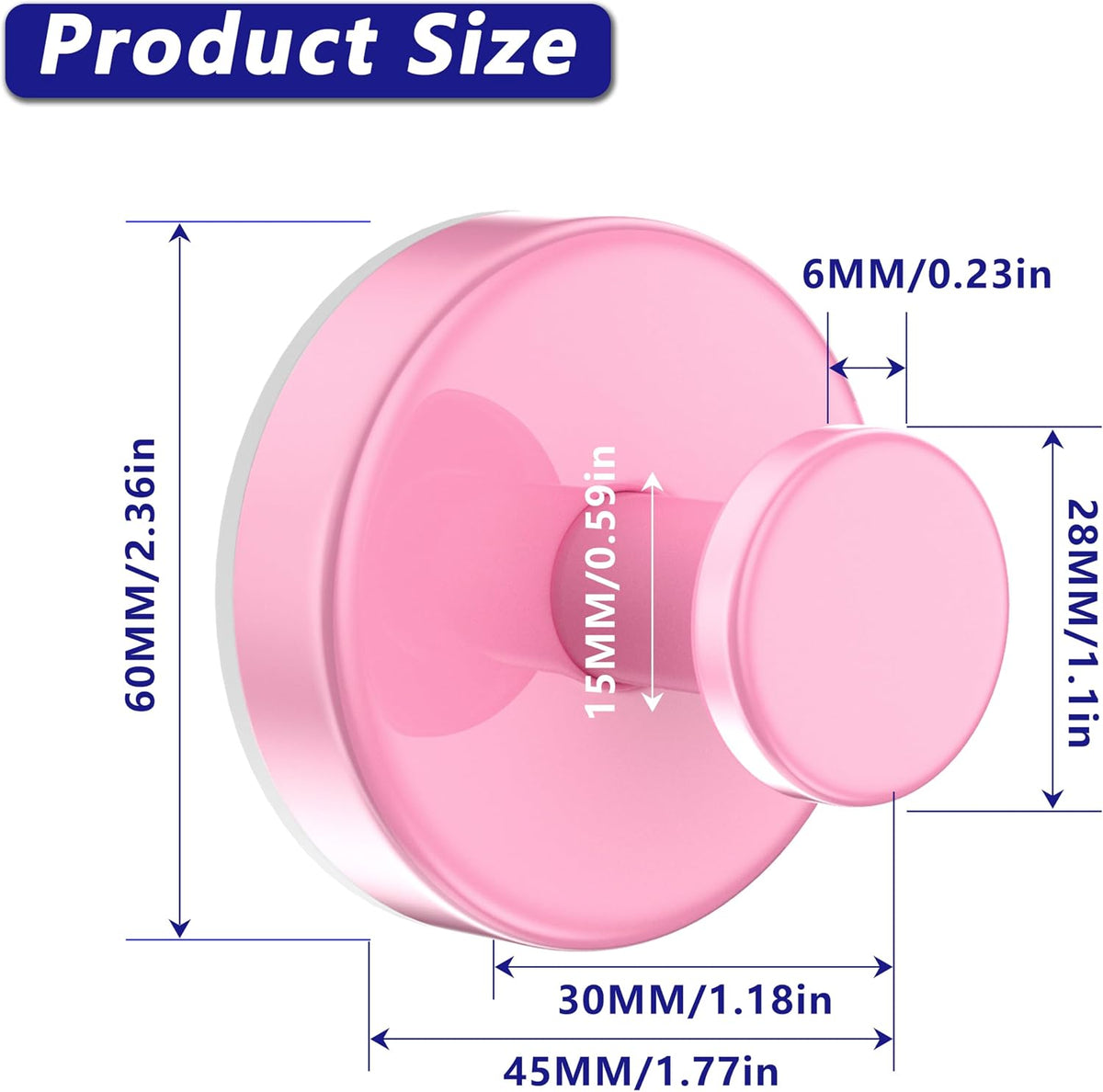 Suction Cup Hooks for Shower,Removable No Drill Towel Hooks,Pink 2 Pcs