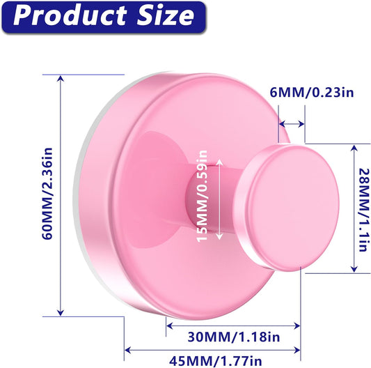 Suction Cup Hooks for Shower,Removable No Drill Towel Hooks,Pink 2 Pcs
