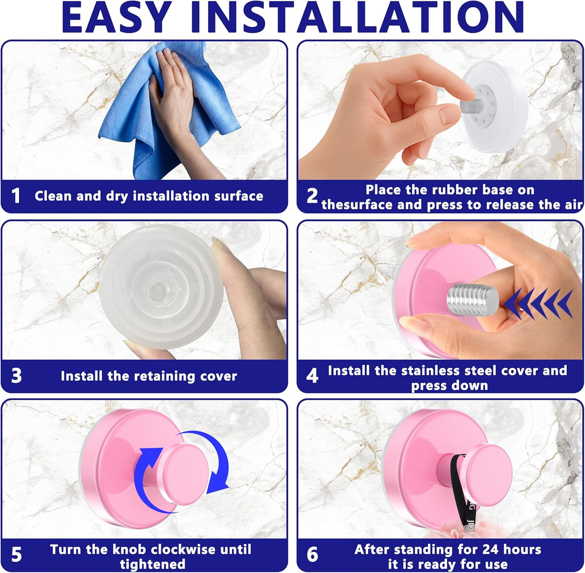 Suction Cup Hooks for Shower,Removable No Drill Towel Hooks,Pink 2 Pcs