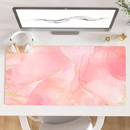 PU Leather Large Mouse Pad, Waterproof Desk Mat, 31.5" x 15.7", Pink