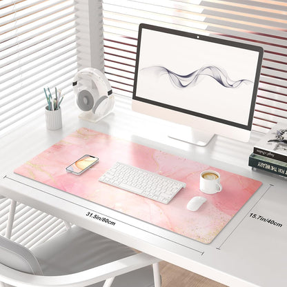 PU Leather Large Mouse Pad, Waterproof Desk Mat, 31.5" x 15.7", Pink