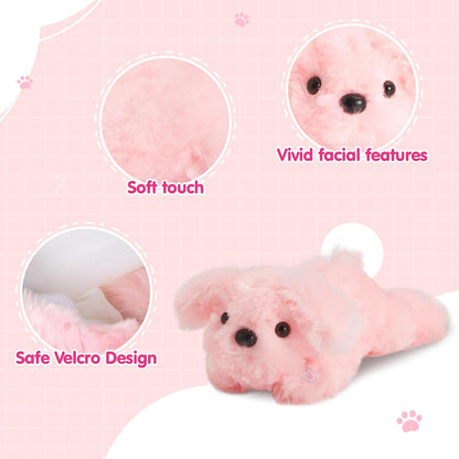 10'' Light up Puppy Dog Stuffed Animal Night Light Glow Dog Plush Toy,Pink