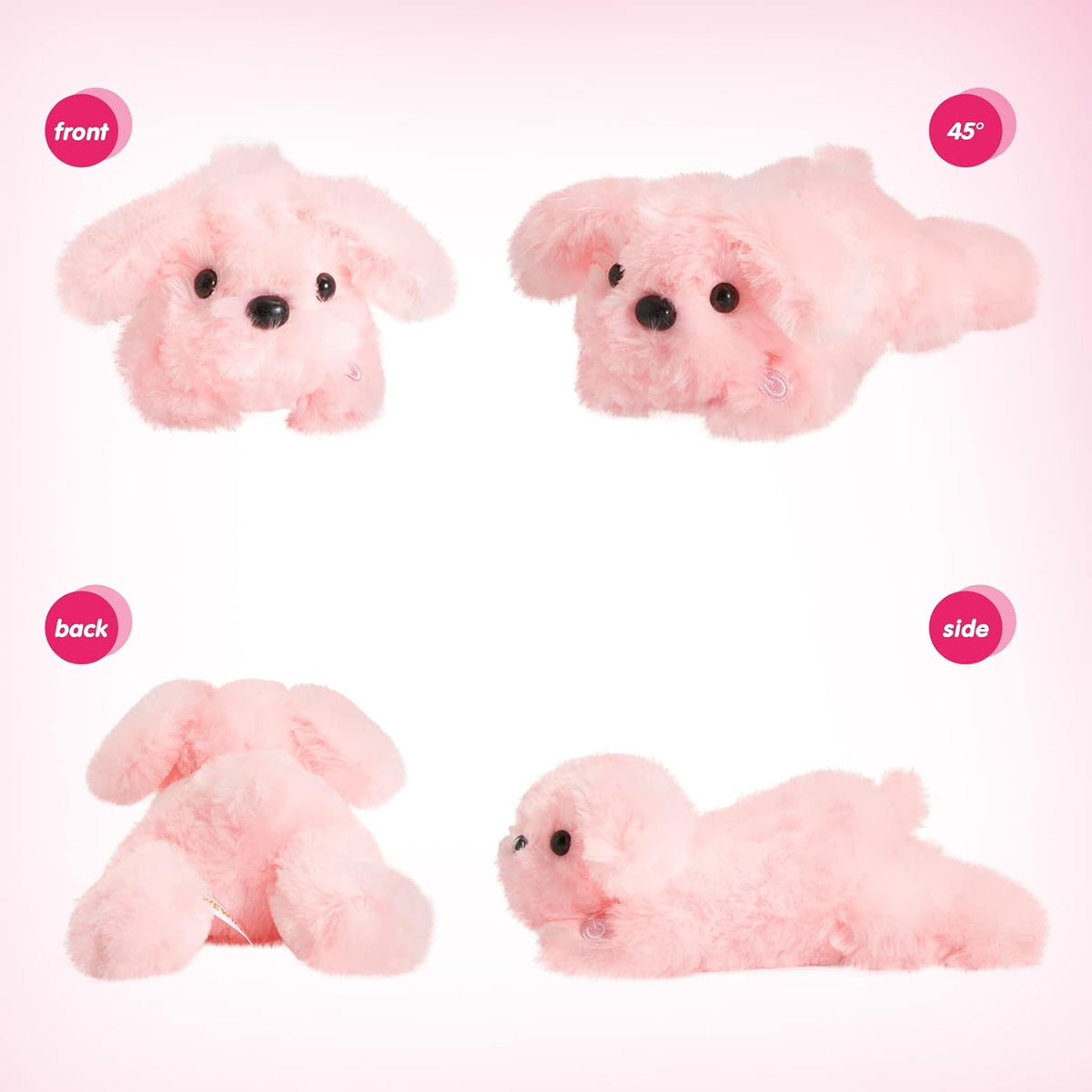 10'' Light up Puppy Dog Stuffed Animal Night Light Glow Dog Plush Toy,Pink