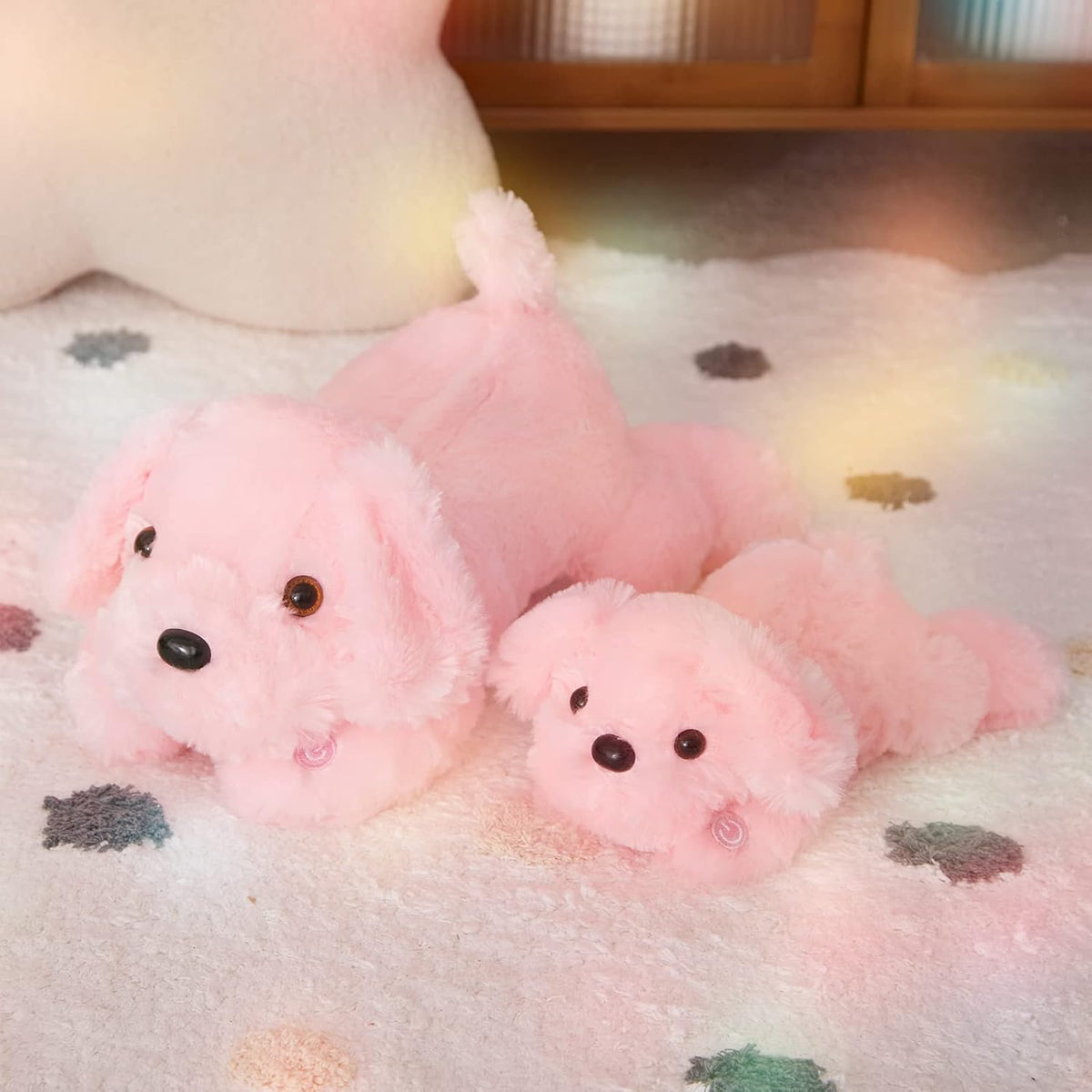 10'' Light up Puppy Dog Stuffed Animal Night Light Glow Dog Plush Toy,Pink