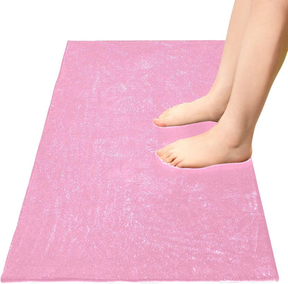 Bath Mat 39x20 Inch, Beautiful Pink Solid Color Soft Absorbent Plush Rug, Non-Slip Washable Floor Mat for Bathroom Bedroom Kitchen Entryway Carpet