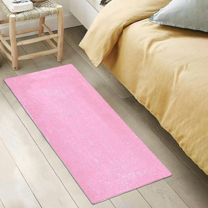 Bath Mat 39x20 Inch, Beautiful Pink Solid Color Soft Absorbent Plush Rug, Non-Slip Washable Floor Mat for Bathroom Bedroom Kitchen Entryway Carpet