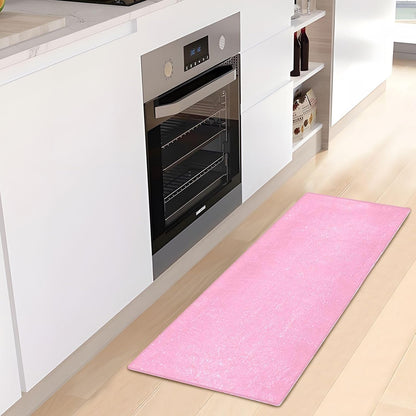 Bath Mat 39x20 Inch, Beautiful Pink Solid Color Soft Absorbent Plush Rug, Non-Slip Washable Floor Mat for Bathroom Bedroom Kitchen Entryway Carpet