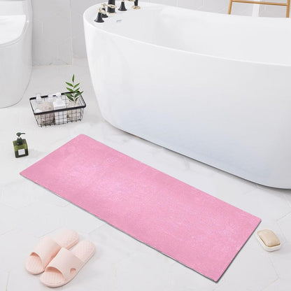 Bath Mat 39x20 Inch, Beautiful Pink Solid Color Soft Absorbent Plush Rug, Non-Slip Washable Floor Mat for Bathroom Bedroom Kitchen Entryway Carpet