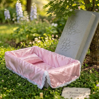 Loving Touch Small Ultra Strong and Safe Pet Casket for Dogs, Cats, and Other Animals with Pink Bedding & Pillow | Safe and Durable | Pet Memorial | Butyl Tape Sealing | (Small, Pink)