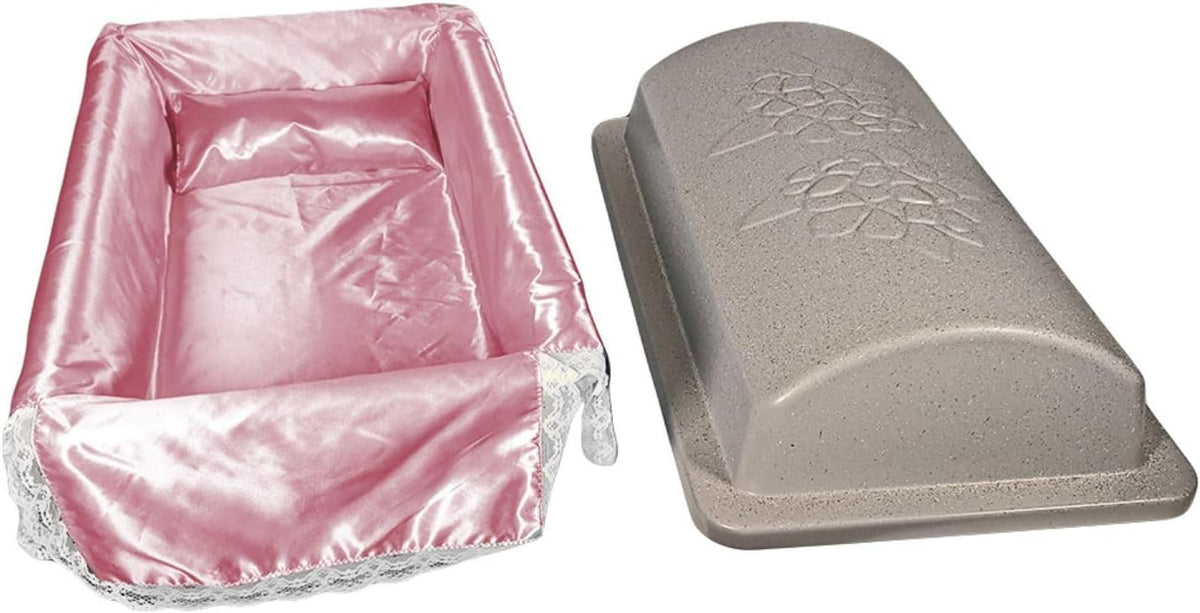 Loving Touch Small Ultra Strong and Safe Pet Casket for Dogs, Cats, and Other Animals with Pink Bedding & Pillow | Safe and Durable | Pet Memorial | Butyl Tape Sealing | (Small, Pink)