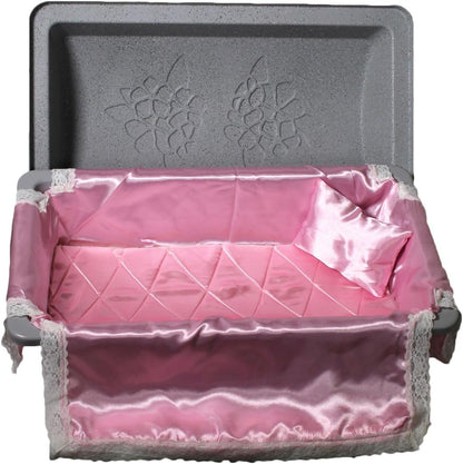 Loving Touch Small Ultra Strong and Safe Pet Casket for Dogs, Cats, and Other Animals with Pink Bedding & Pillow | Safe and Durable | Pet Memorial | Butyl Tape Sealing | (Small, Pink)