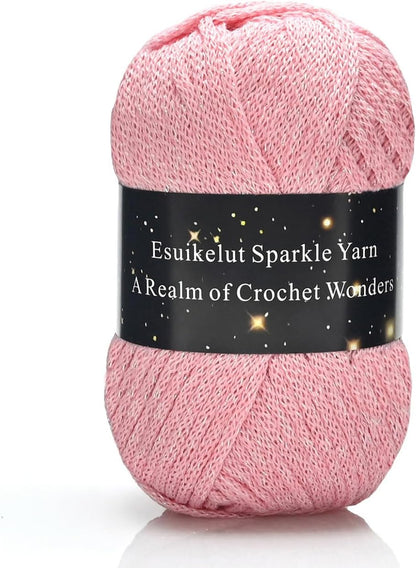 Holographic Pink Sparkly Knitting Yarn