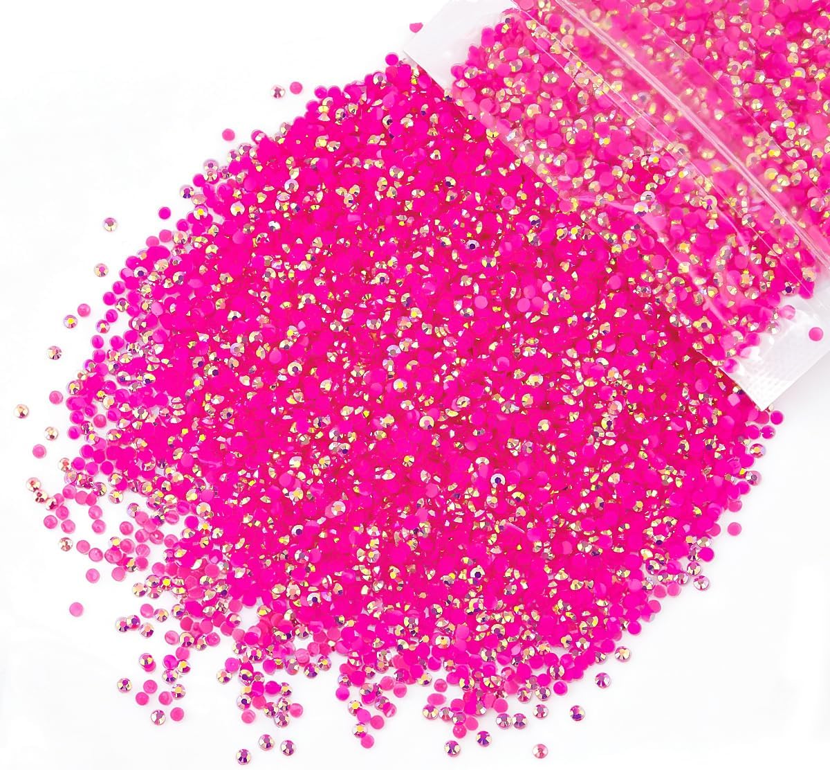 5300PCS 3mm Hot Pink AB Resin Rhinestones Bulk Rose Pink Flatback Jelly Resin Stones Pack SS10 Diamonds Crystals Gems Charms Supplies for Nails Face Eyes Makeup Tumblers DIY Crafts Decor Shoes