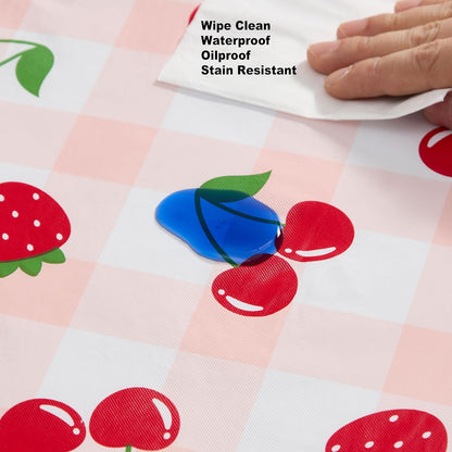 Newbridge Berry Sweet Pink Vinyl Kitchen Tablecloth, 70 Inch Round