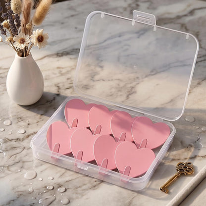 8-Pack Cute Adhesive Wall Hooks, Small Kawaii Heart Decor Hook for Hanging