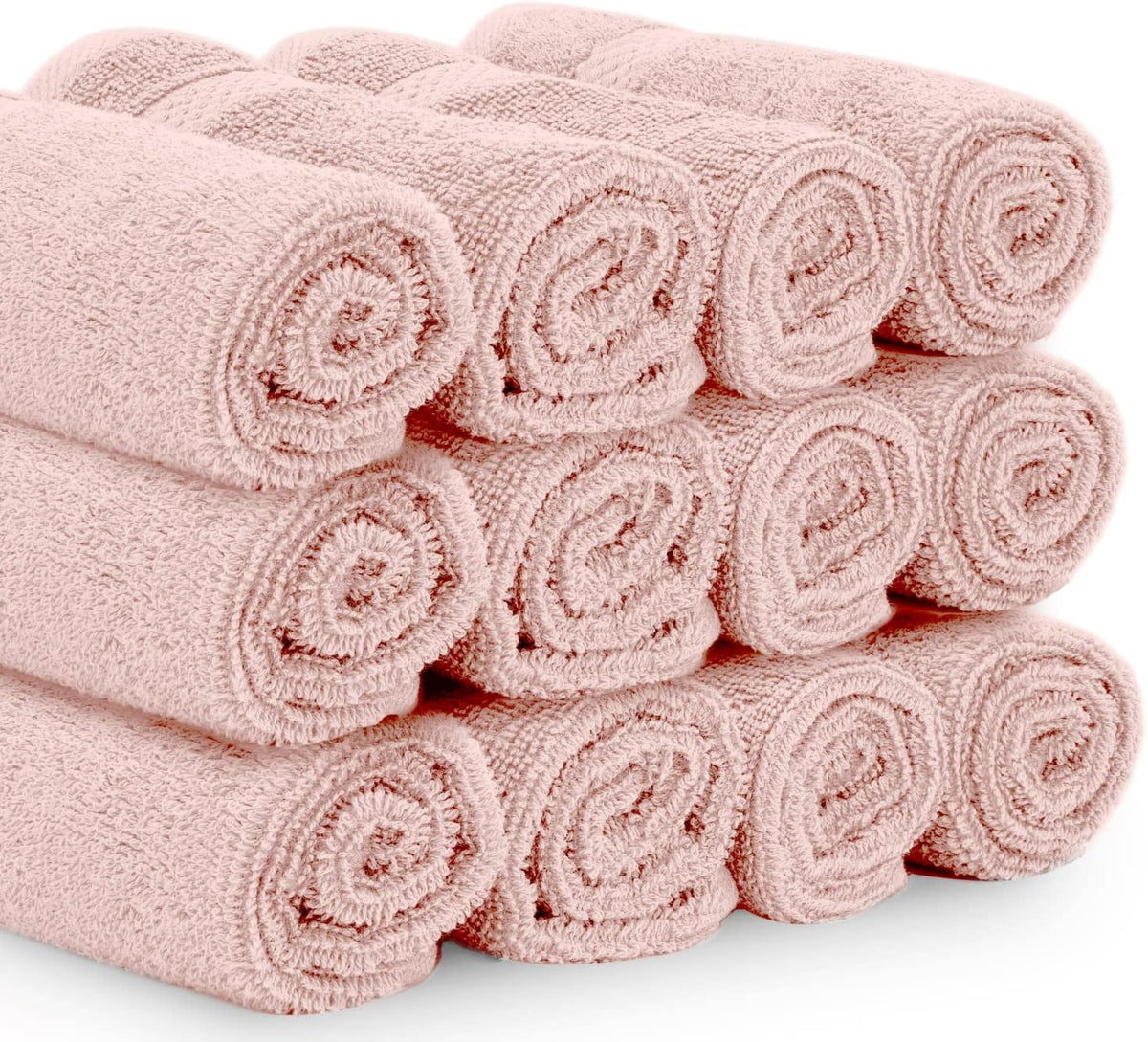 Luxury Cotton Washcloths 13x13 Inch - 650 GSM Turkish Cotton | Hotel, Spa, Bathroom Face Towel | 12 Pack, Pink
