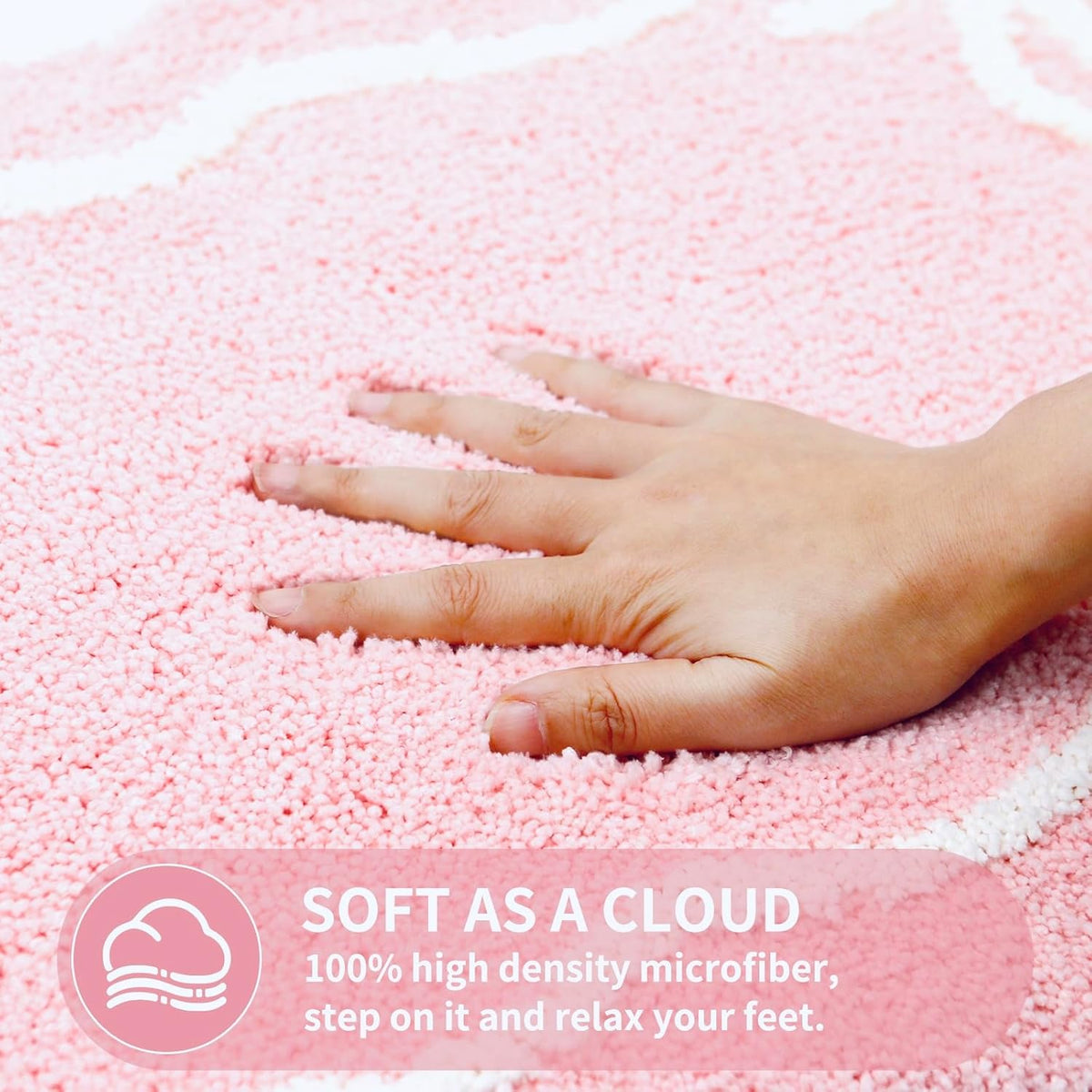 Pink Bow Bath Mat Cute Non Slip Bathroom Rug,Microfiber Super Soft Absorbent Bathroom Mat for Floor, Shower(24x16 inch)