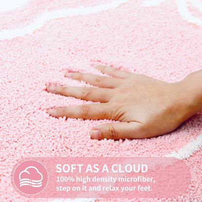 Pink Bow Bath Mat Cute Non Slip Bathroom Rug,Microfiber Super Soft Absorbent Bathroom Mat for Floor, Shower(24x16 inch)
