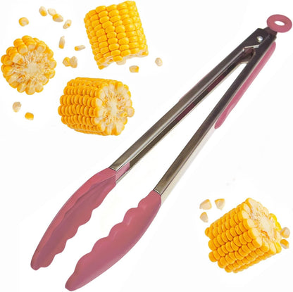 Starpack Get a Grip Silicone Kitchen Tongs (12 Inch) - LFGB Non Toxic, 600°F Heat Resistant, BPA-Free - Heavy-Duty Stainless Steel, Locking - Dishwasher Safe for Nonstick Cookware