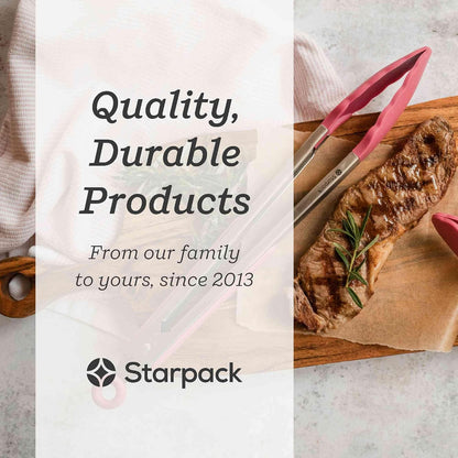 Starpack Get a Grip Silicone Kitchen Tongs (12 Inch) - LFGB Non Toxic, 600°F Heat Resistant, BPA-Free - Heavy-Duty Stainless Steel, Locking - Dishwasher Safe for Nonstick Cookware