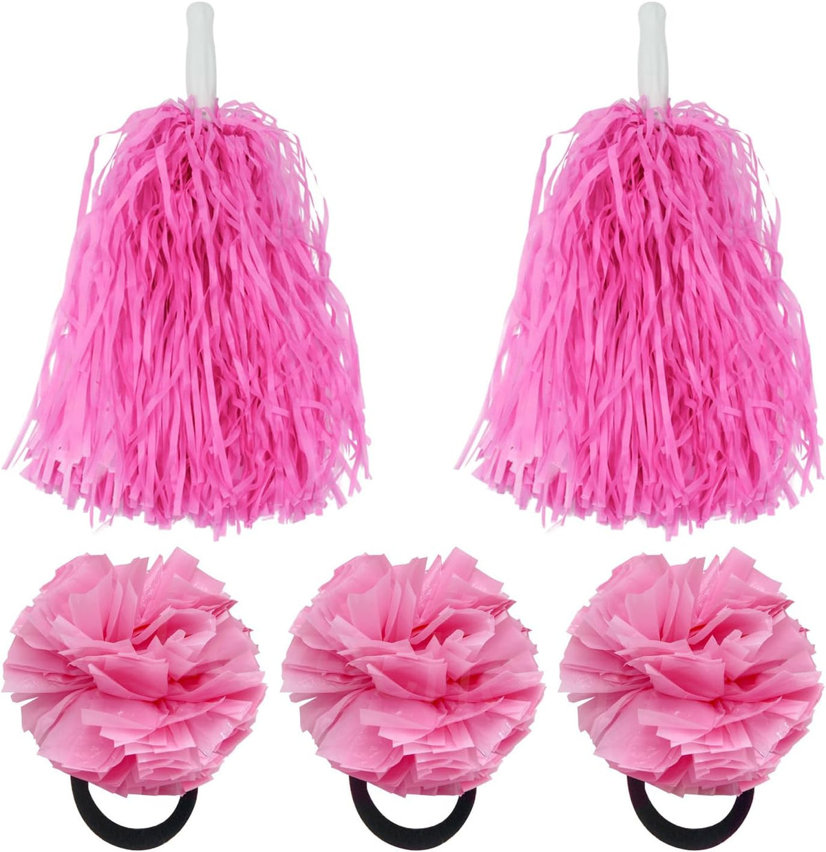 5PCS Pom Poms Cheerleading and Pompoms Hair Rope Cheerleader Costume for Basketball Soccer Baseball Sports Team Spirits Dance Performance