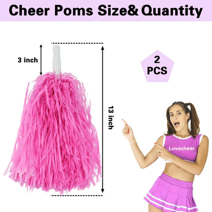 5PCS Pom Poms Cheerleading and Pompoms Hair Rope Cheerleader Costume for Basketball Soccer Baseball Sports Team Spirits Dance Performance