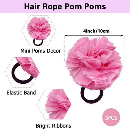 5PCS Pom Poms Cheerleading and Pompoms Hair Rope Cheerleader Costume for Basketball Soccer Baseball Sports Team Spirits Dance Performance