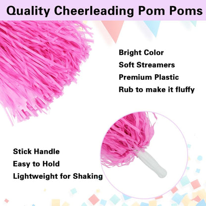 5PCS Pom Poms Cheerleading and Pompoms Hair Rope Cheerleader Costume for Basketball Soccer Baseball Sports Team Spirits Dance Performance