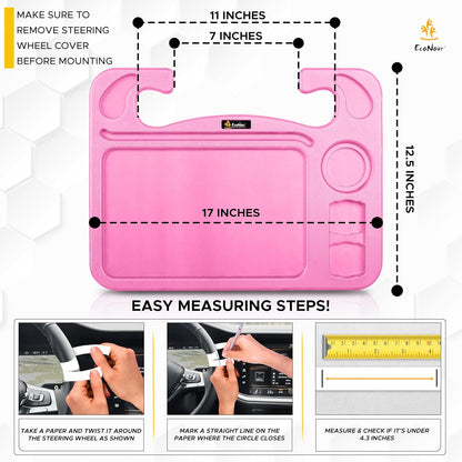 4 in 1 Car Steering Wheel Tray - 2024 Upgraded Pink Tray with Dual