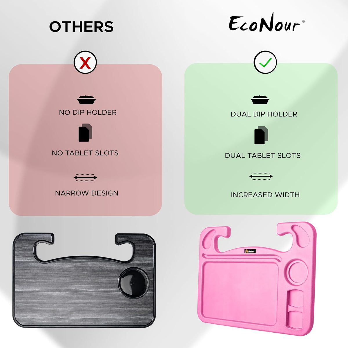4 in 1 Car Steering Wheel Tray - 2024 Upgraded Pink Tray with Dual