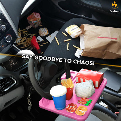 4 in 1 Car Steering Wheel Tray - 2024 Upgraded Pink Tray with Dual