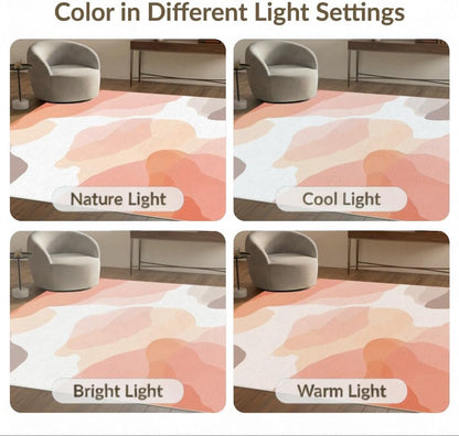 5'x7' Washable Modern Abstract Area Rug, Blush Flatwoven Floor Covering for Dining Room, Under Table, Home Office, Non-Slip Chair-Friendly Carpet | Ref:2131575