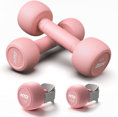 Adjustable Dumbbell Set for Women, 2-17LBS Total Plate Weight Home Workout Equipment with Kettlebell, Wrist Weights, Resistance Tube, Jump Rope, Pink/Green Free Weights Set for Women at Home