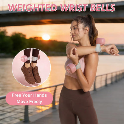 Adjustable Dumbbell Set for Women, 2-17LBS Total Plate Weight Home Workout Equipment with Kettlebell, Wrist Weights, Resistance Tube, Jump Rope, Pink/Green Free Weights Set for Women at Home