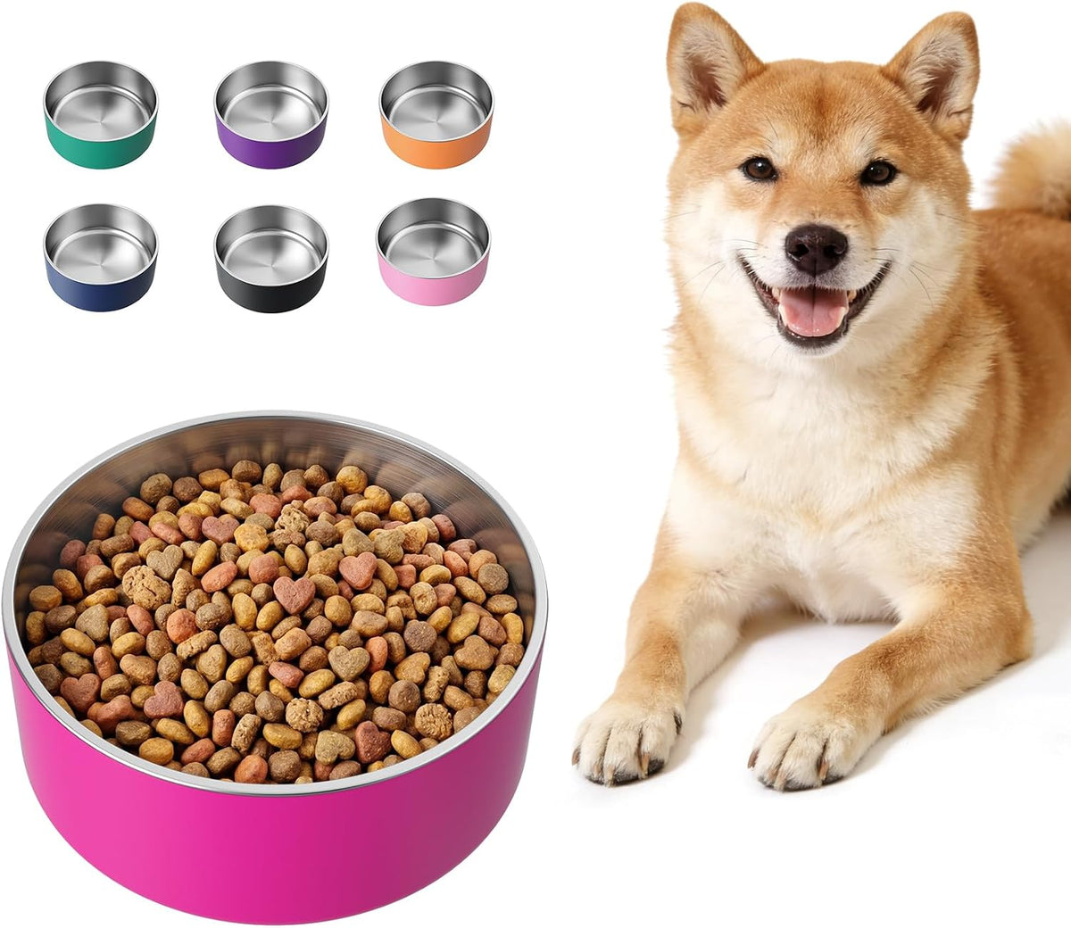 Dog Bowl,Stainless Stee Dog Water Bowl and Food Bowl,40 oz Pitaya
