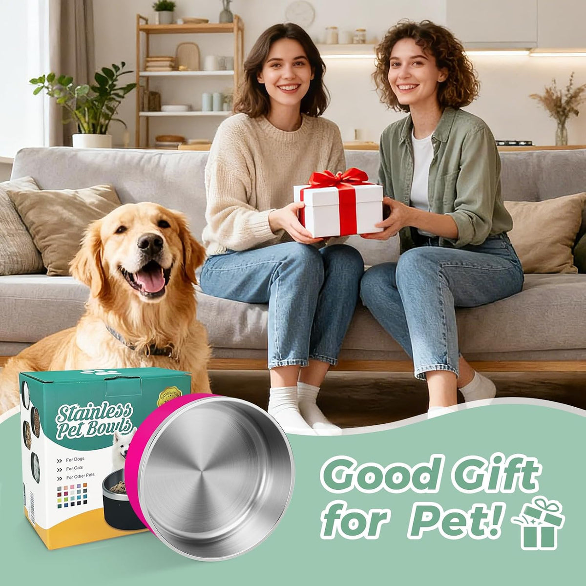 Dog Bowl,Stainless Stee Dog Water Bowl and Food Bowl,40 oz Pitaya