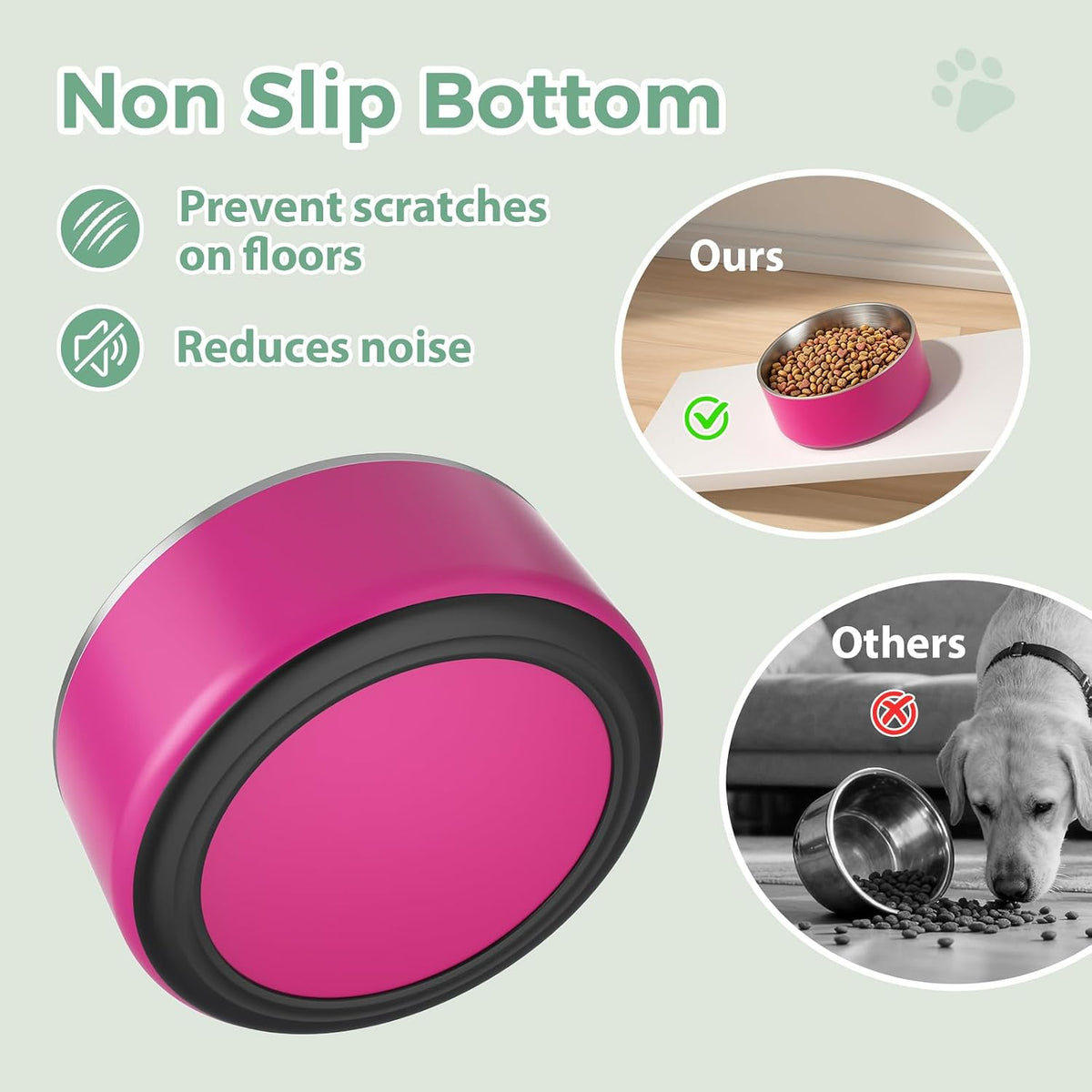 Dog Bowl,Stainless Stee Dog Water Bowl and Food Bowl,40 oz Pitaya