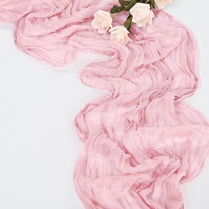8 Pack Light Pink Cheesecloth Table Runners, 17 x 108 Inches