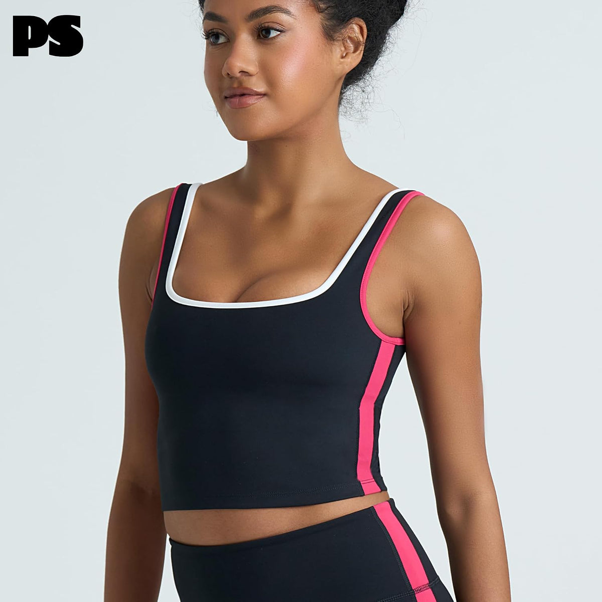 PS Workout Tank Tops for Women with Built in Bra, Racerback Sports Athletic Shirts Camisole Yoga Top with Shelf Bra
