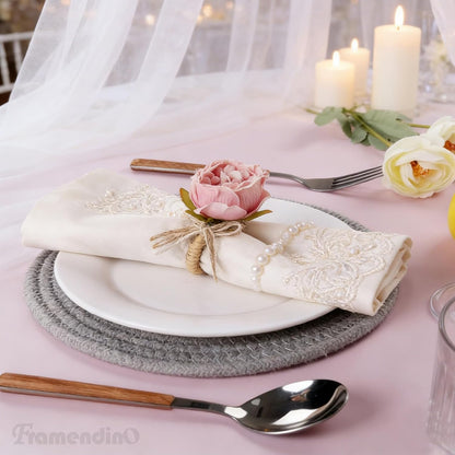 8 Pack Pink Flower Napkin Rings Set Table Decoration for Wedding Picnics Banquet Luncheons Valentine's