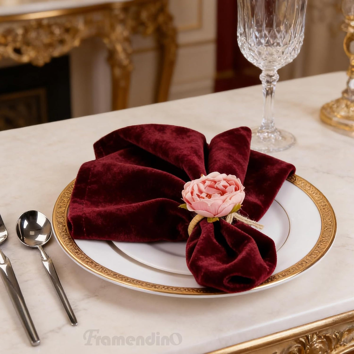 8 Pack Pink Flower Napkin Rings Set Table Decoration for Wedding Picnics Banquet Luncheons Valentine's