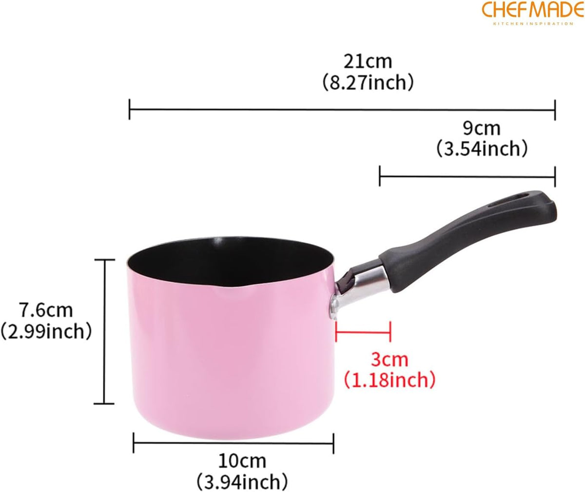 Small Milk Pot, 550ml Non-Stick Saucepan with Dual Spouts