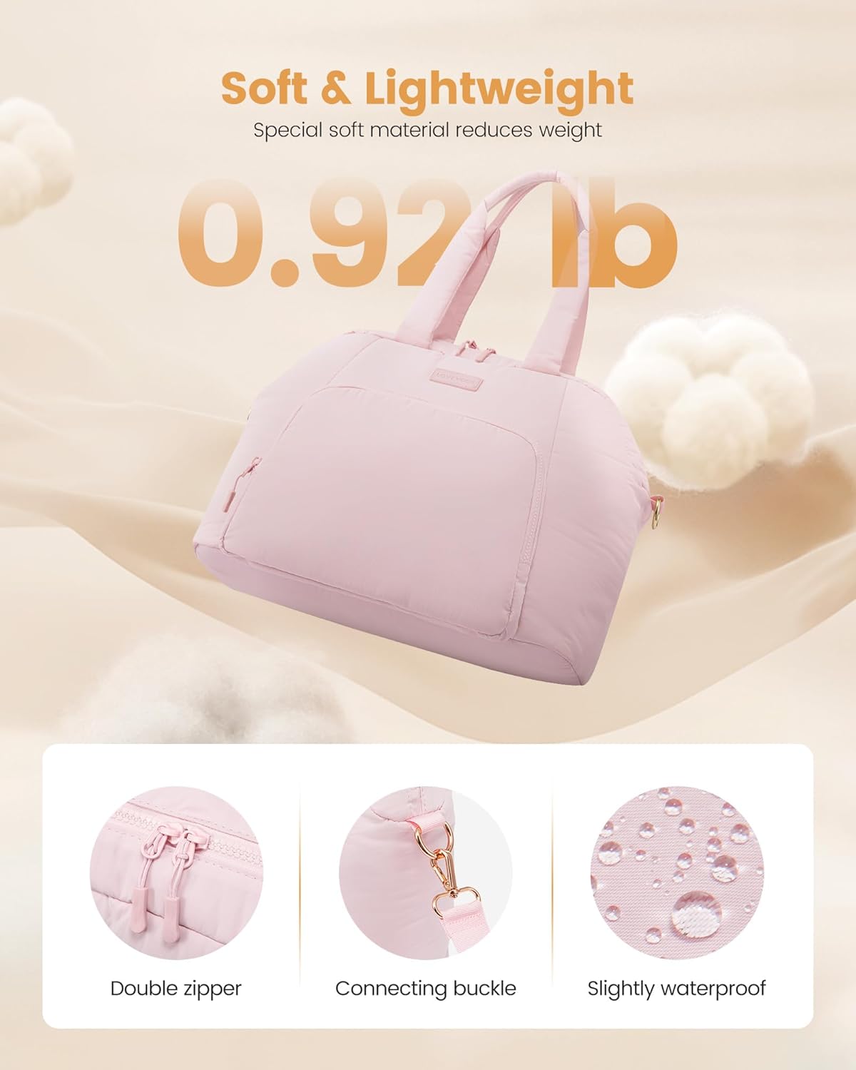 Gym Bag for Women 3Pcs Puffer Duffle Bag for Travel Soprt Work Weekender and Overnight Duffel Tote for Carry on Personal Item